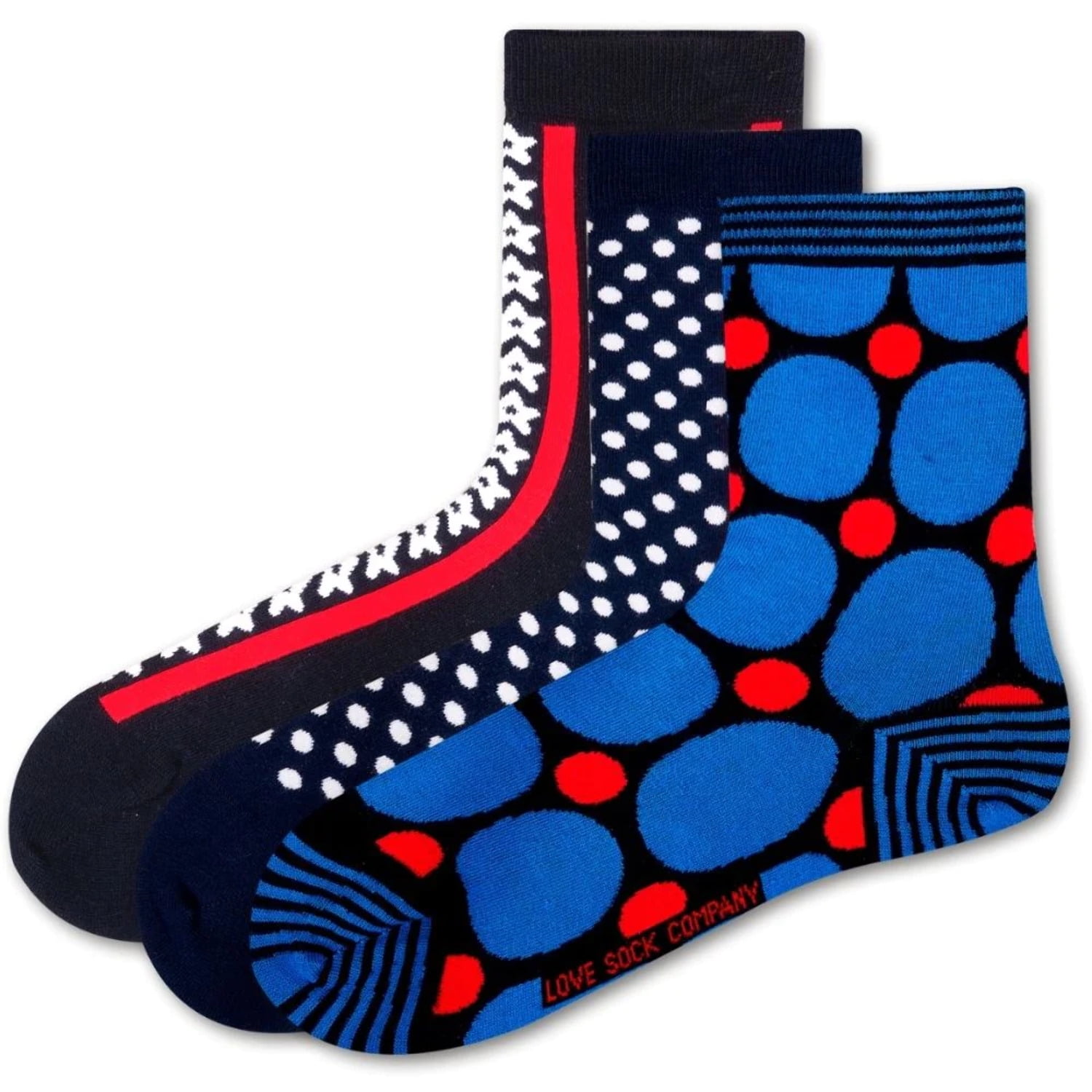 Love Sock Company 3 Pair Colorful Funky Women's Quarter Crew Dress