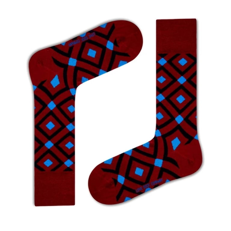fun burgundy dress socks Love Sock Company Colorful Patterned Men's Mirrors (M) lasting addition to your