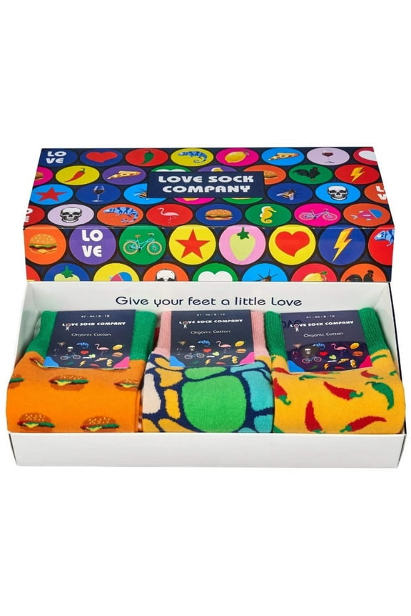 Company Colorful Funky Fun Patterned Women's Novelty Crew Socks Chili Burger Gift Box