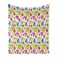 thumbnail image 1 of Love Soft Flannel Fleece Blanket, Colorful Hearts and Butterflies Silhouettes Doodle Style Happy Valentines Day Pattern, Cozy Plush for Indoor and Outdoor Use, 50" x 70", Multicolor, by Ambesonne, 1 of 6
