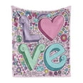 thumbnail image 1 of Love Soft Flannel Fleece Blanket, Hand Drawn 3D Love Lettering Psychedelic Goorvy Sixties Inspired Design Peace Kiss U, Cozy Plush for Indoor and Outdoor Use, 50" x 70", Multicolor, by Ambesonne, 1 of 6