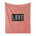 thumbnail image 1 of Love Soft Flannel Fleece Blanket, It's Love O'clock Mechanical Clock Text with Arrow Motif Vintage Illustration, Cozy Plush for Indoor and Outdoor Use, 60" x 80", Coral Black White, by Ambesonne, 1 of 5