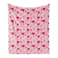 thumbnail image 1 of Love Soft Flannel Fleece Blanket, Pattern with Silhouettes of Angel Heart Bird and Calligraphic Text Love Artwork Print, Cozy Plush for Indoor and Outdoor Use, 50" x 70", Rose Pink, by Ambesonne, 1 of 5