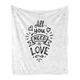 thumbnail image 1 of Love Soft Flannel Fleece Blanket, Vintage Style All You Need is Love Inscription Retro Hippie Phrase with Grunge Look, Cozy Plush for Indoor and Outdoor Use, 50" x 70", Black White, by Ambesonne, 1 of 5