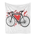 thumbnail image 1 of Love Soft Flannel Fleece Throw Blanket, Bike Illustration Heart and Drops Modern Hipster Fashion Retro Artwork, Cozy Plush for Indoor and Outdoor Use, 60" x 80", Orange Black, by Ambesonne, 1 of 5