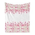 thumbnail image 1 of Love Soft Flannel Fleece Throw Blanket, Heart Bouquet Plants Leaves Creativity Valentine's Flowers Love Artwork, Cozy Plush for Indoor and Outdoor Use, 50" x 60", Magenta Green White, by Ambesonne, 1 of 5