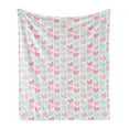 thumbnail image 1 of Love Soft Flannel Fleece Throw Blanket, Pastel Tones Heart Patterns with Swirling and Striped Ornaments, Cozy Plush for Indoor and Outdoor Use, 50" x 60", Pastel Pink Rose, by Ambesonne, 1 of 6