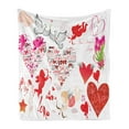 thumbnail image 1 of Love Soft Flannel Fleece Throw Blanket, Pattern of Valentines Day Themed Cupid Silhouettes with Hisrrowsnd Love Birds, Cozy Plush for Indoor and Outdoor Use, 50" x 60", Multicolor, by Ambesonne, 1 of 5