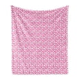 thumbnail image 1 of Love Soft Flannel Fleece Throw Blanket, Pinkish Monochrome Pattern with Swirling Tailed Hearts Romantic Concept, Cozy Plush for Indoor and Outdoor Use, 60" x 80", Pink and White, by Ambesonne, 1 of 6