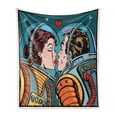 thumbnail image 1 of Love Soft Flannel Fleece Throw Blanket, Space Man and Woman Astronauts Kissing Science Cosmos Couple Pop Art Design Print, Cozy Plush for Indoor and Outdoor Use, 70" x 90", Multicolor, by Ambesonne, 1 of 5