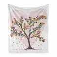 thumbnail image 1 of Love Soft Flannel Fleece Throw Blanket, Tree with Leaves and Hearts Love Adore Celebrating Anniversary Artwork Print, Cozy Plush for Indoor and Outdoor Use, 50" x 60", Multicolor, by Ambesonne, 1 of 5
