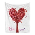 thumbnail image 1 of Love Soft Flannel Fleece Throw Blanket, Tree in the Shape of Heart Holiday Romance Garden Vintage Style Design, Cozy Plush for Indoor and Outdoor Use, 60" x 80", Ruby Pink Purple, by Ambesonne, 1 of 5