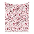 thumbnail image 1 of Love Soft Flannel Fleece Throw Blanket, Valentine Hearts Gatherings Engagement Honeymoon Arrow Doodle Style Print, Cozy Plush for Indoor and Outdoor Use, 60" x 80", Magenta Ruby White, by Ambesonne, 1 of 5