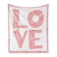 thumbnail image 1 of Love Soft Flannel Fleece Throw Blanket, Word Love with Floral Ornament Nature Inspiration Valentines Day Illustration, Cozy Plush for Indoor and Outdoor Use, 50" x 70", Vermilion White, by Ambesonne, 1 of 6