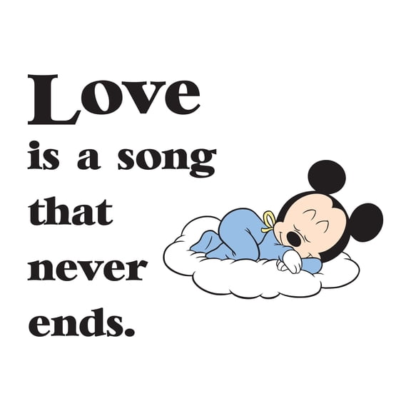 Love Is A Song That Never Ends Cute Mouse Sleeping Love Quote Wall Design Wall Art Sticker Designs Vinyl Stickers For Home House Walls Rooms Windows Bedroom Decoration Size (20x20 inch)
