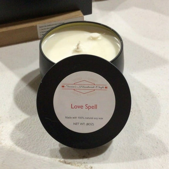 Love Spell Scented Candle, Saxon's Handmade Crafts, LLC, 8 Ounces, 1 Pack,