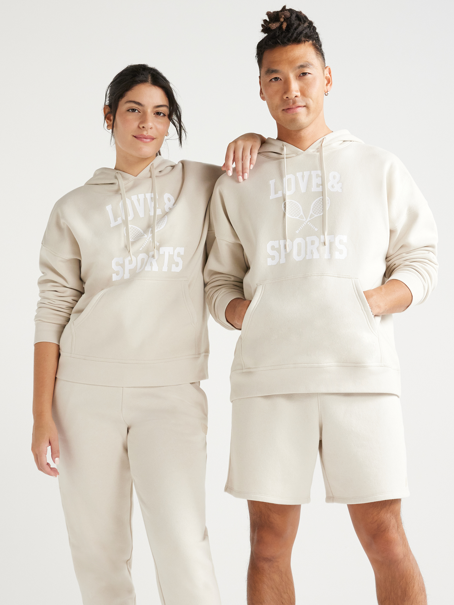 Love & Sports All Gender Pullover Graphic Hoodie, S-xxxl, Adult Unisex, Size: Large, Beige