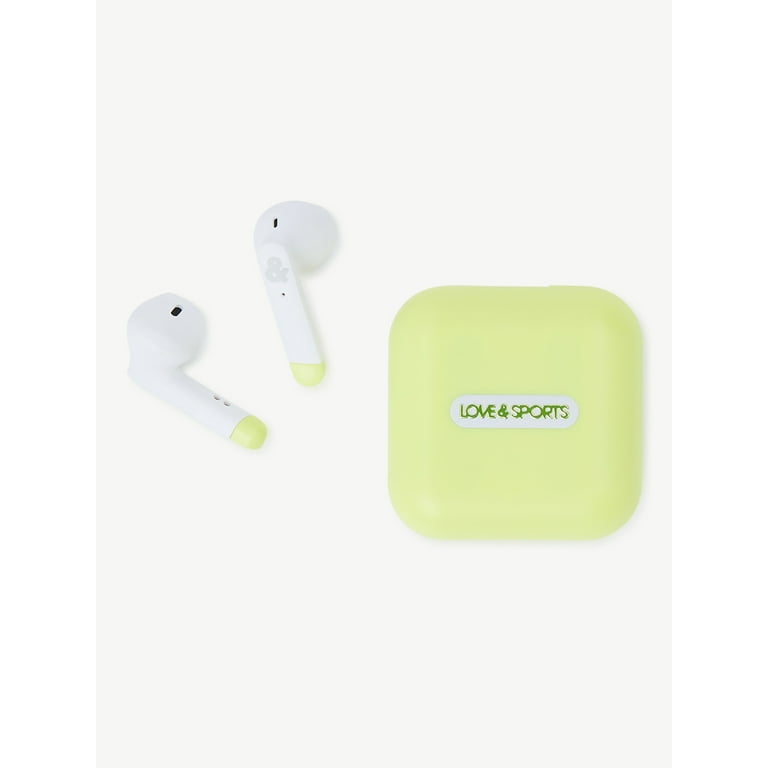 Love Sports Bluetooth Wireless Earbuds and Charging Case Neon Lime