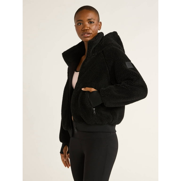 Love Sports Women s Faux Shearling Jacket with Hood Sizes XS XXXL Walmart