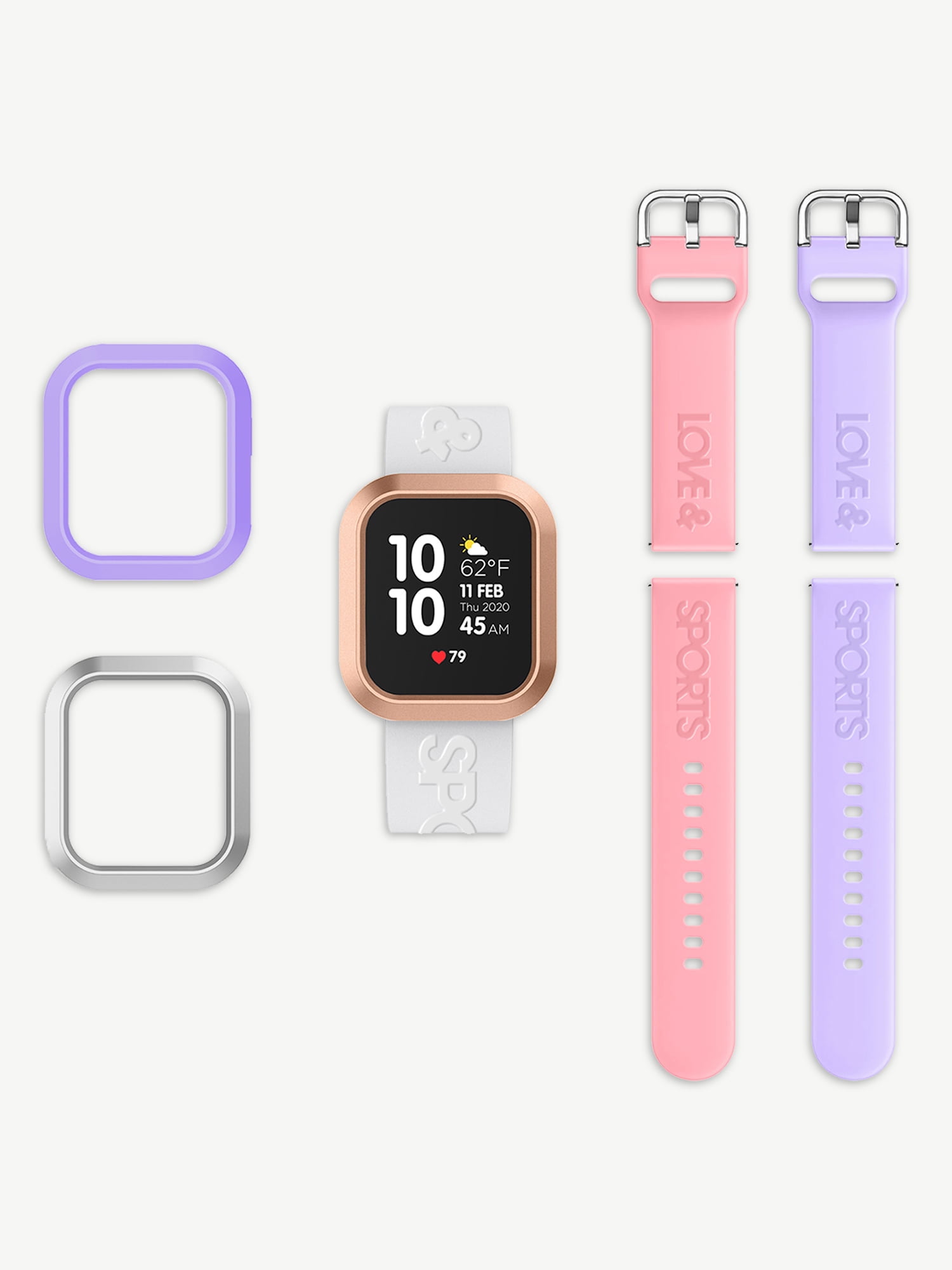 Love & Sports Unisex Adult Smartwatch with Extra Bezels and Straps