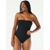 Love & Sports Women's Black Textured Strapless One-Piece Swimsuit, Sizes XS-XXL