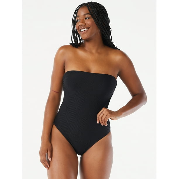 Black strapless one piece on sale