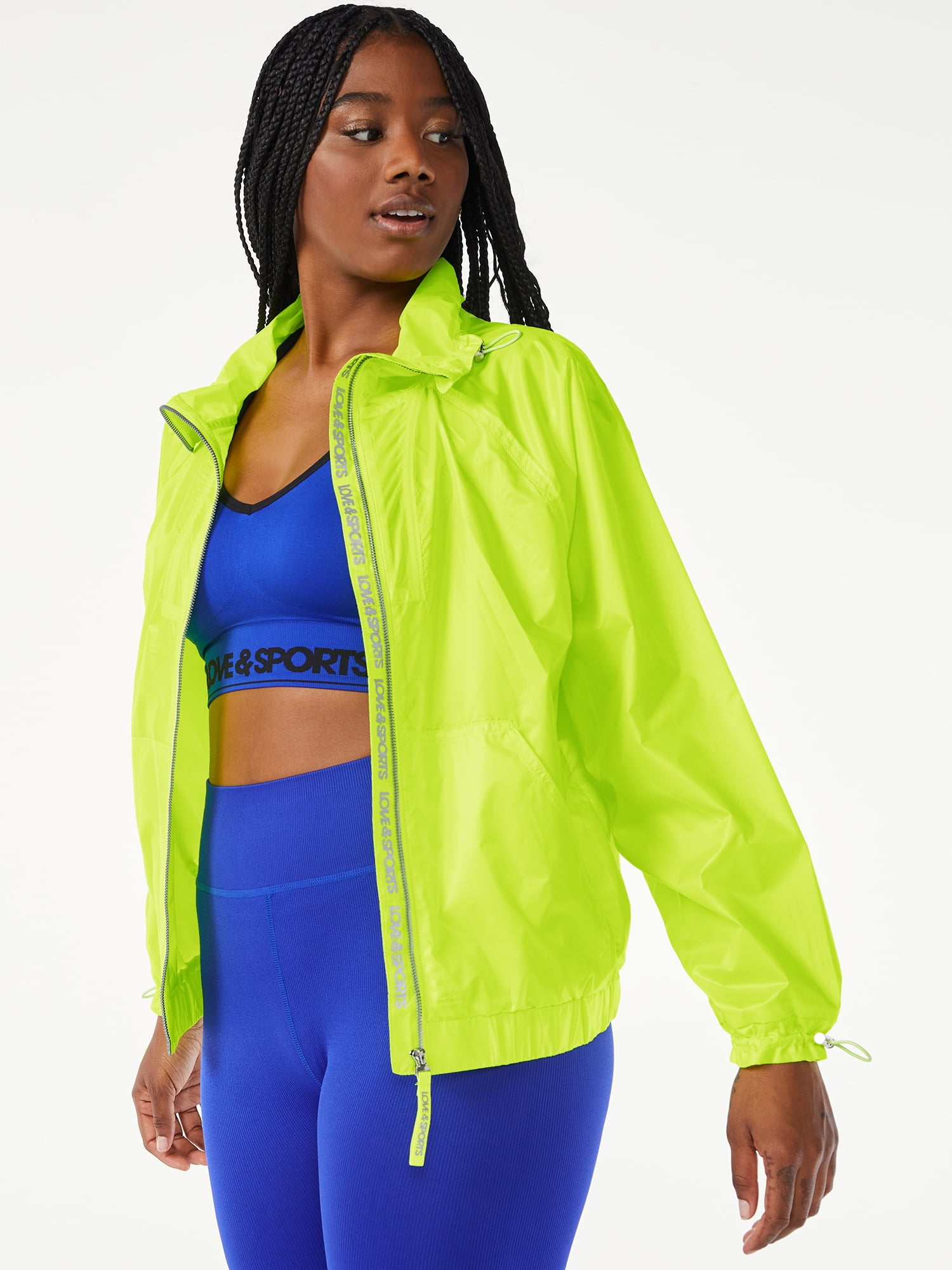 🔥Flirtitude Active Full Zip Jacket M-L Neon Green Womens Activewear  Windbreaker