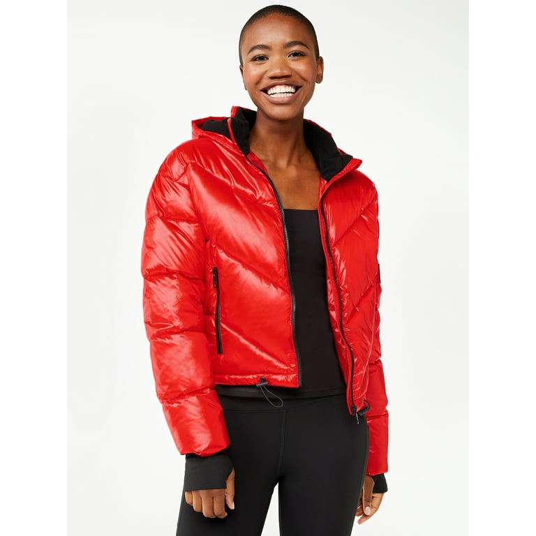 Love & Sports Women's Cropped Puffer Jacket with Hood 