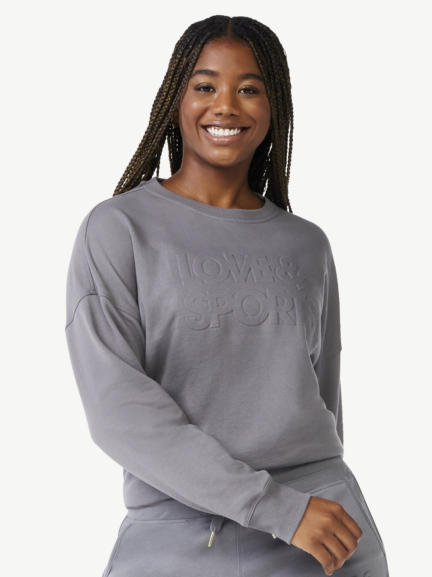 Love Sports Women s Embossed Logo Crewneck Sweatshirt Walmart