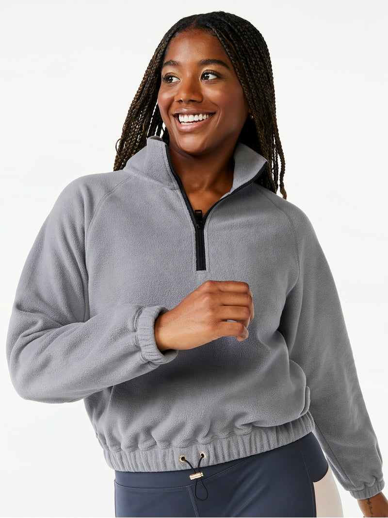 Love Sports Women's Fleece Cropped Quarter Zip Pullover