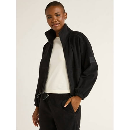 Love & Sports Women's Plus Cropped Zip-Front Fleece Sweatshirt, Sizes XS-XXXL