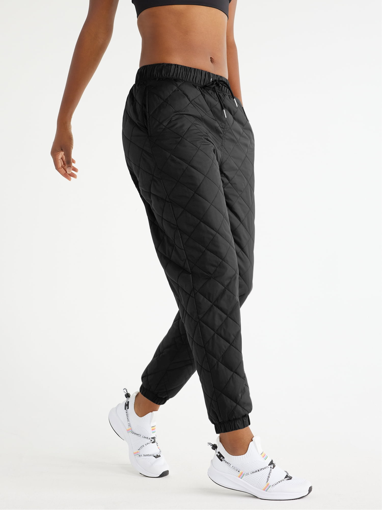 Love & Sports Women's Quilted Jogger Pants, 27” Inseam, Sizes XS