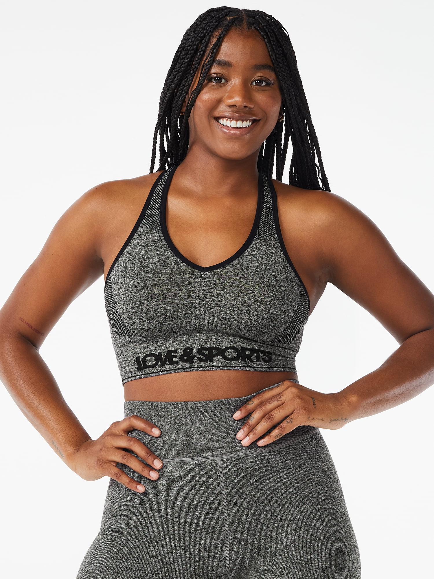 Love & Sports Women's Seamless Sports Bra - Walmart.com  Racerback sports  bra, Sports women, Seamless sports bra