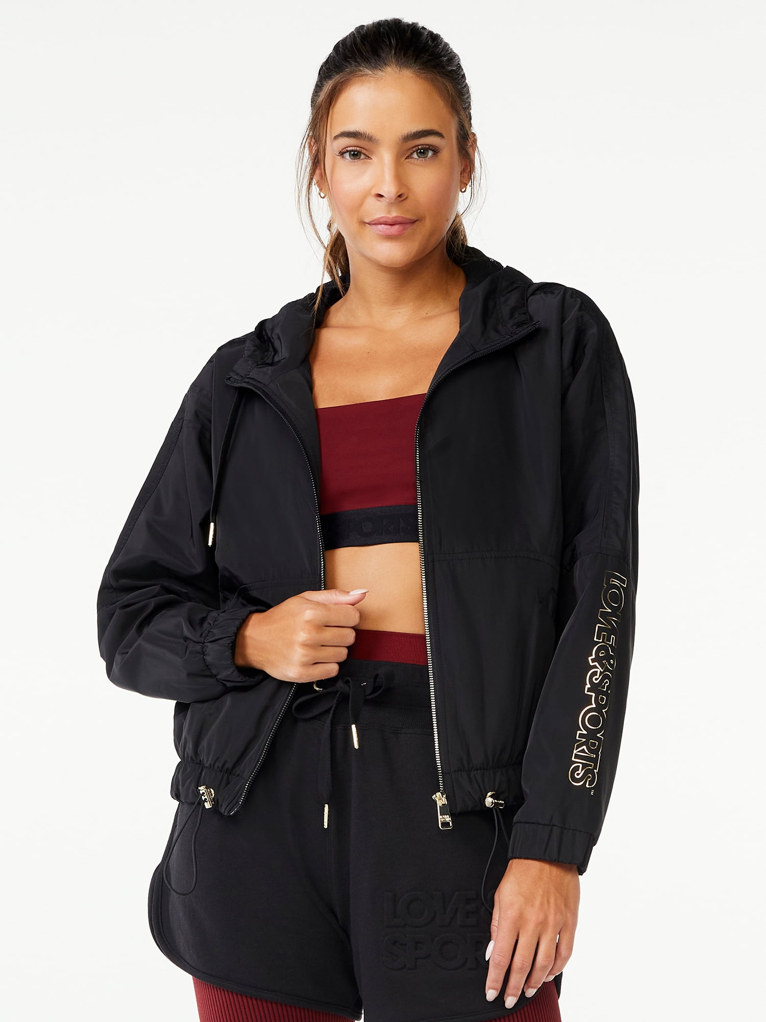 Love & Sports Women's Track Jacket with Hood - Walmart.com Love & Sports Women's Track Jacket with Hood - Walmart.com