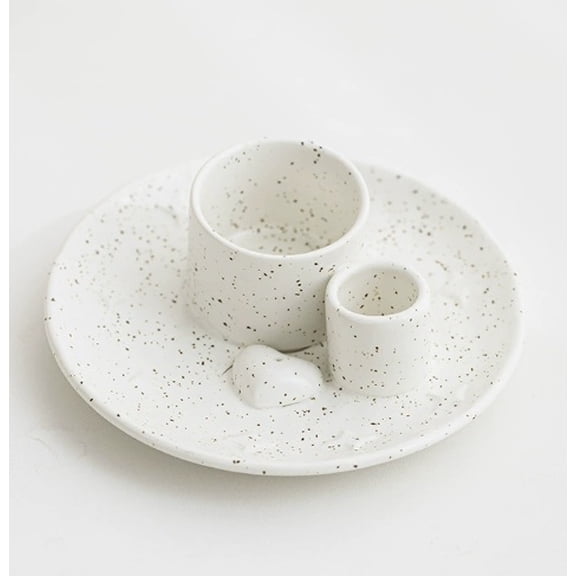 Love Spotted Sage Ceramic Essential Oil Diffuser and Sacred Wood Tray Set for Meditation and Relaxation