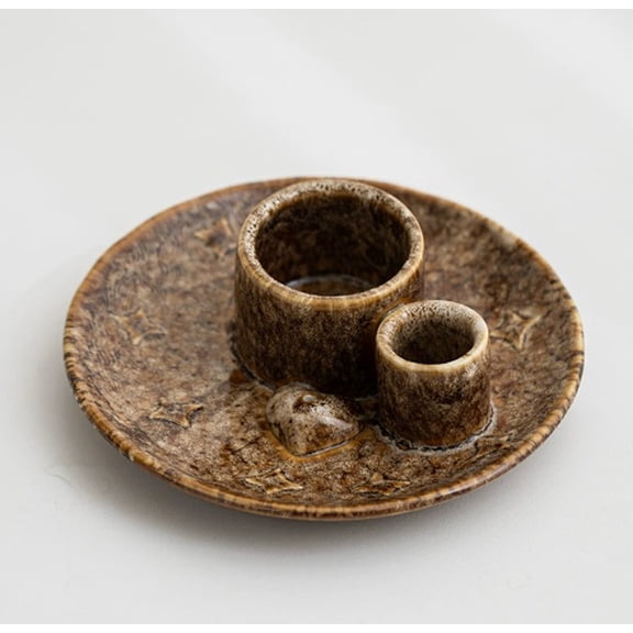 Love Spotted Sage Ceramic Essential Oil Diffuser and Sacred Wood Tray Set for Meditation and Relaxation