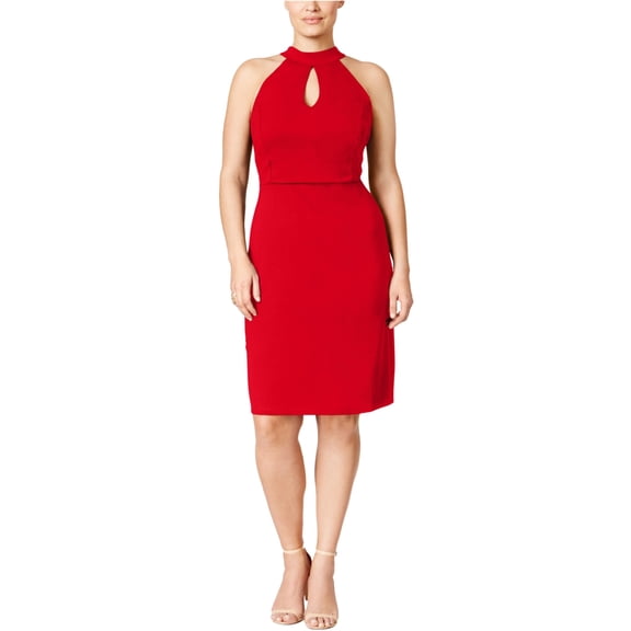Love Squa  red Womens Open Back A-line Dress, Red, 1X