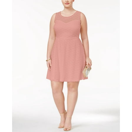 Love Squared Trendy Plus Size Lace Fit Flare Dress Dark Rose Petal 1X