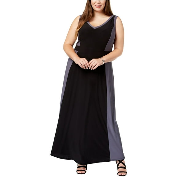Love Squared Womens Border Maxi Dress, Black, 2X