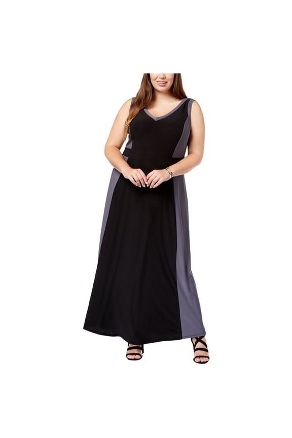 Womens Border Maxi Dress, Black, 2X