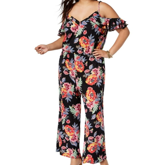 Love Squared Womens Jersey Jumpsuit, Multicoloured, Plus Size, 1X