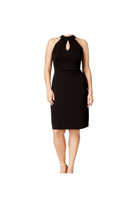 Womens Open Back A-line Dress, Black, Plus Size, 2X