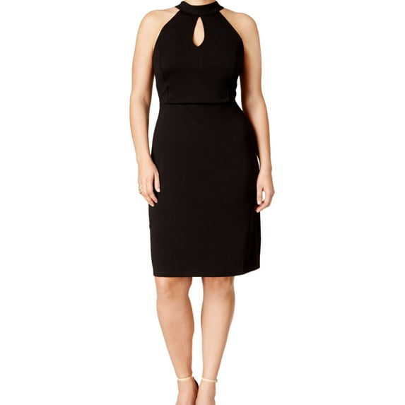 Love Squared Womens Open Back A-line Dress, Black, Plus Size, 2X