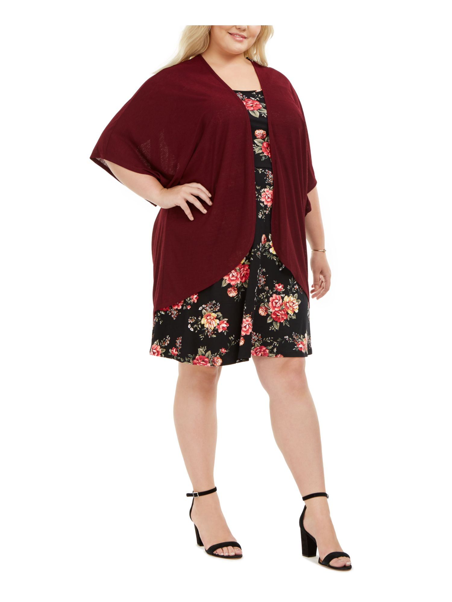 Two Piece Floral Simple Dresses Floral Plus Size