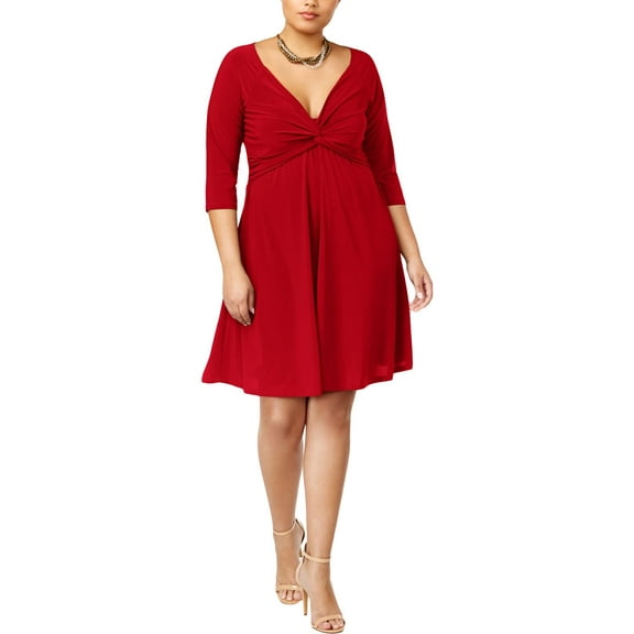 Love Squared Womens Plus Knotted Fit & Flare Cocktail Dress
