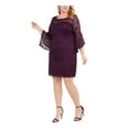 thumbnail image 1 of Love Squared Womens Plus Lace Bell Sleeves Bodycon Dress Purple 1X, 1 of 4