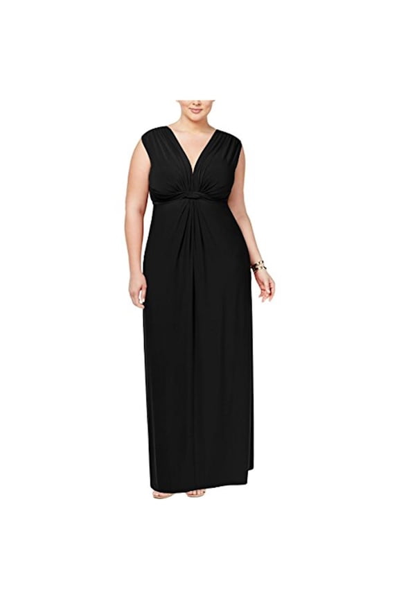 Womens Plus Matte Jersey Knot-Front Cocktail Dress Black 2X
