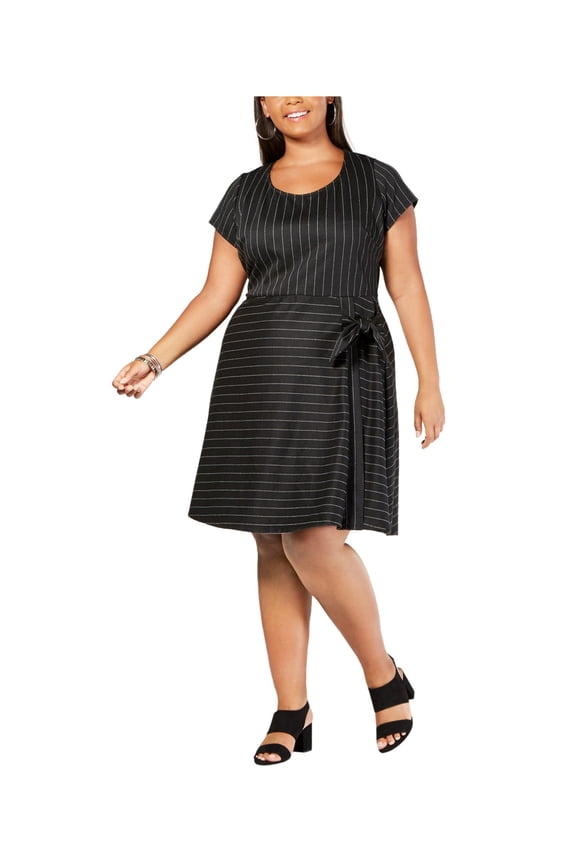 Womens Plus Striped Side Tie Wear to Work Dress