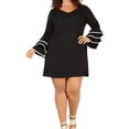 thumbnail image 1 of Love Squared Womens Ruffle Sleeve Shift Dress, Black, Plus Size, 2X, 1 of 1