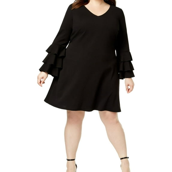 Love Squared Womens Tiered Cocktail A-line Dress, Black, Plus Size, 1X
